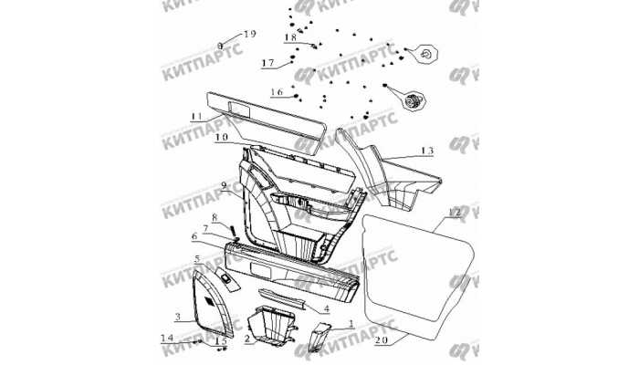 Компоненты обивки двери задней правой Geely